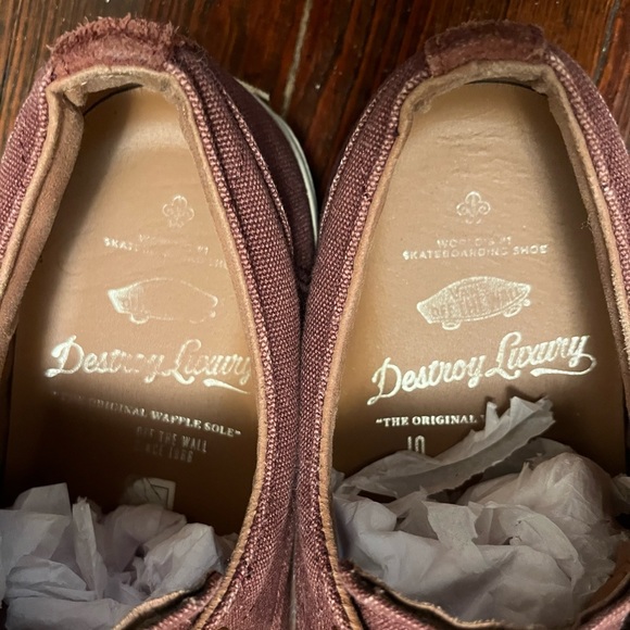 Vans Off The Wall Destroy Luxury Burgundy Skateboarding Shoes Size 10 - Picture 8 of 9